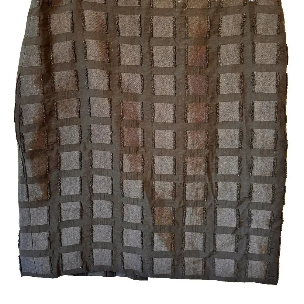 J Crew Black Windowpane Check Pencil Skirt‎ Size 0 Petite Career Business Lined